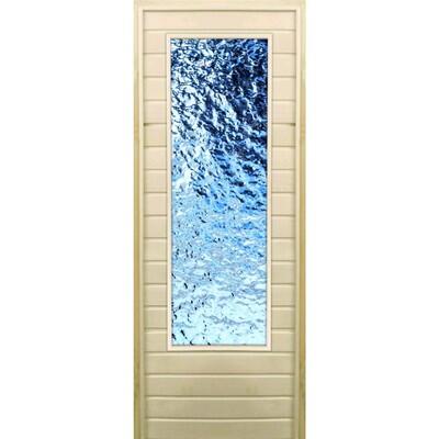 Дверь для бани со стеклом (43*129), "Лёд", 170×70см, коробка из осины