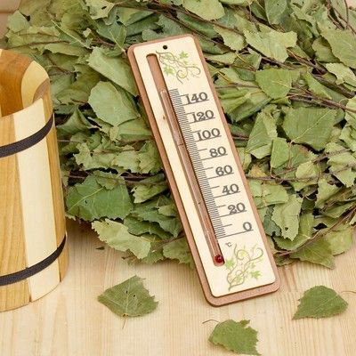 Термометр деревянный " Цветы", 19х5х1см, Добропаровъ