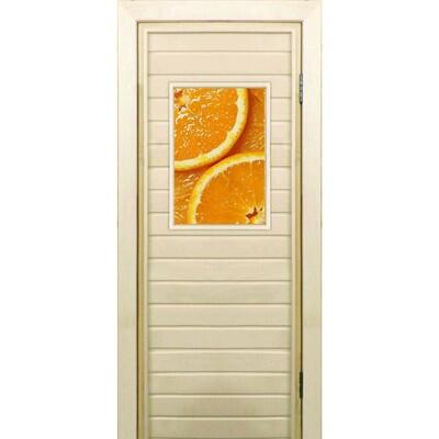 Дверь для бани со стеклом (40*60), "Апельсин", 180×70см, коробка из осины