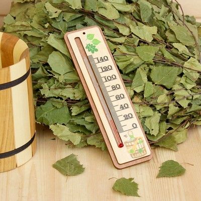 Термометр деревянный "Банные процедуры", 19х5х1см, Добропаровъ