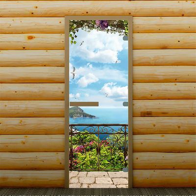 Дверь левое открывание "Морской пейзаж", 190 х 67 см, с фотопечатью 8 мм Добропаровъ