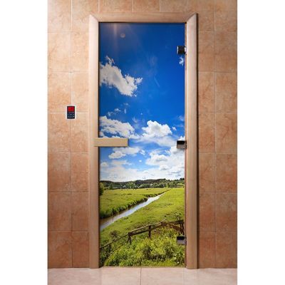 Дверь с фотопечатью, стекло 8 мм, размер коробки 190 × 70 см, левая, цвет А092