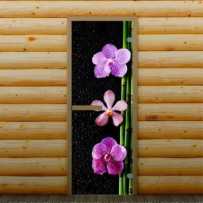 Дверь левое открывание "Орхидея", 190 х 67 см, с фотопечатью 6 мм Добропаровъ