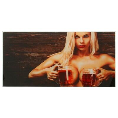 Картина для бани «Обнежённая девушка с пивом», 25х50 см