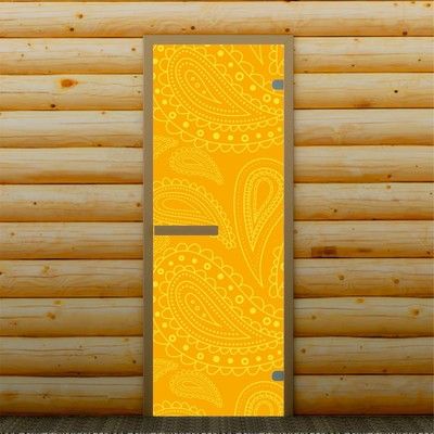 Дверь для бани и сауны "Перья", 190 х 67 см, с фотопечатью 6 мм Добропаровъ