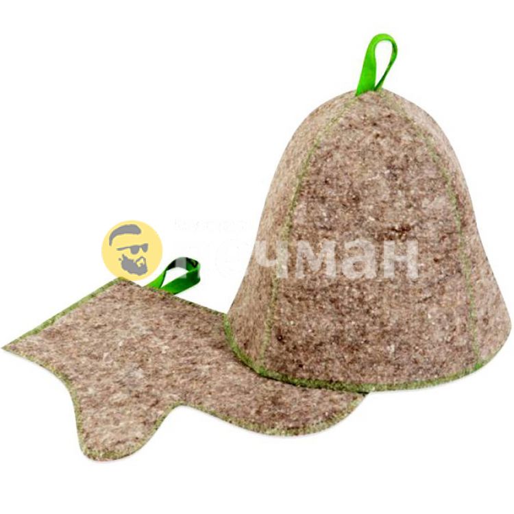 Комплект банный (шапка и рукавица), войлок (Б15-1)