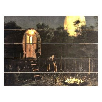 Картина для бани, тематика путешествия "Привал", МАССИВ, 40×30 см