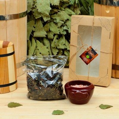 Подарочный набор «Добропаровъ», 2 предмета: "Походный чай", испаритель с гималайской солью