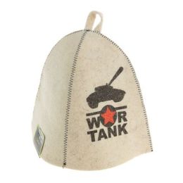 Шапка банная принт."War tank", войлок