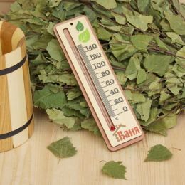 Термометр деревянный "Баня", 19х5х1см, Добропаровъ