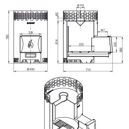 Печь для бани Везувий "Чёрная Пчёлка 20" НЕРЖ.