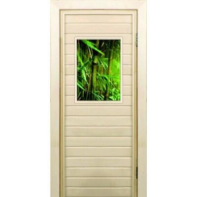 Дверь для бани со стеклом (40*60), "Бамбук-1", 190×70см, коробка из осины