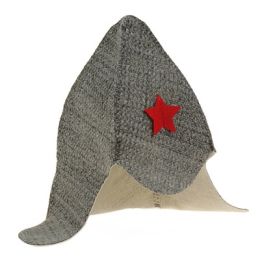 Набор банный "Подарочный со звездой" ("Буденовка", рукавица, коврик), серый