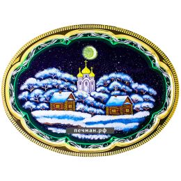 Электрический самовар 3 л «Тула» в наборе с росписью «Рождественская ночь» (с автоотключением)