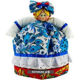 Кукла на чайник «Девица в платье гжель»