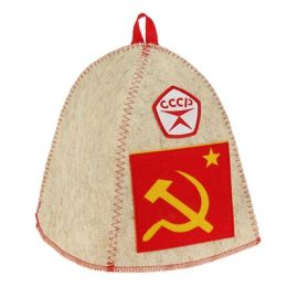 Набор банный "Серп и молот" (шапка, рукавица, коврик)