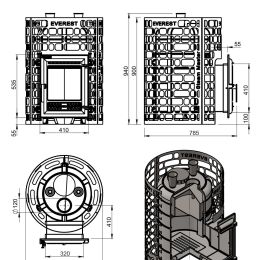 Печь для бани Эверест "Steam Master" 30 (320) ЧУГУН б/в