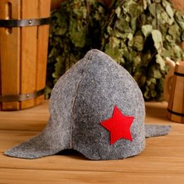Шапка для бани "Будёновка" войлок, серая