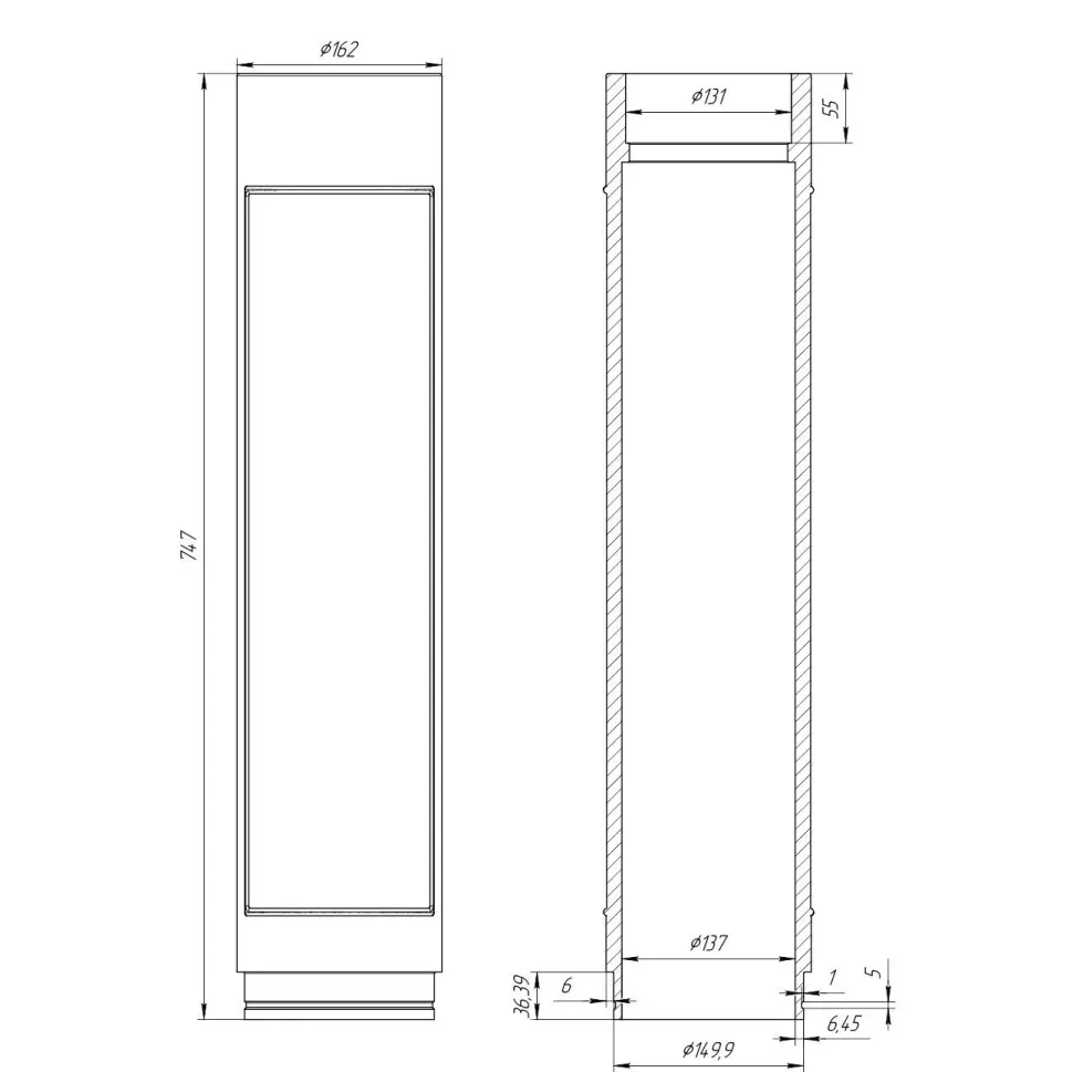 Чугунный дымоход-К 130/740 130/740 PROMETALL