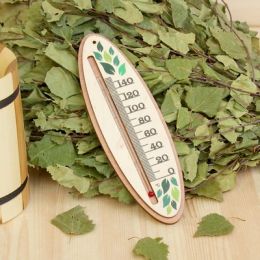 Термометр деревянный "Листочки", 19х6,2х1см, Добропаровъ