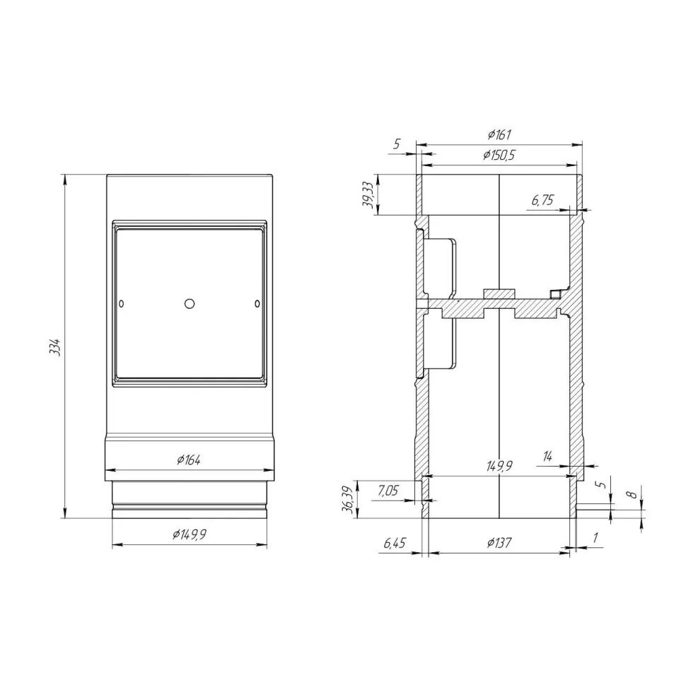 Стартовый дымоход-К 130/320 с ревизией и шибером PROMETALL