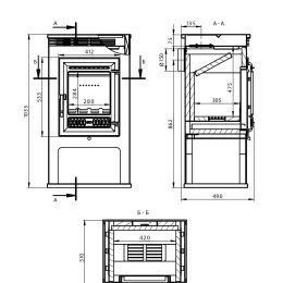 Печь-Камин ASTON 11кВт (180 м3) Ø 150мм (Чугунная дверь)