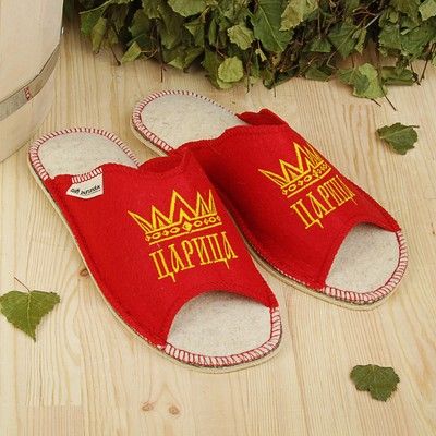 Тапочки для бани "Царица" женские, открытые, экофетр