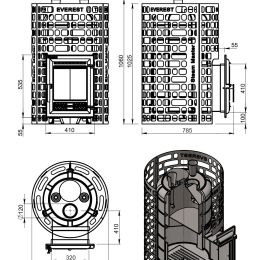 Печь для бани Эверест "Steam Master" 38 (320) ЧУГУН б/в