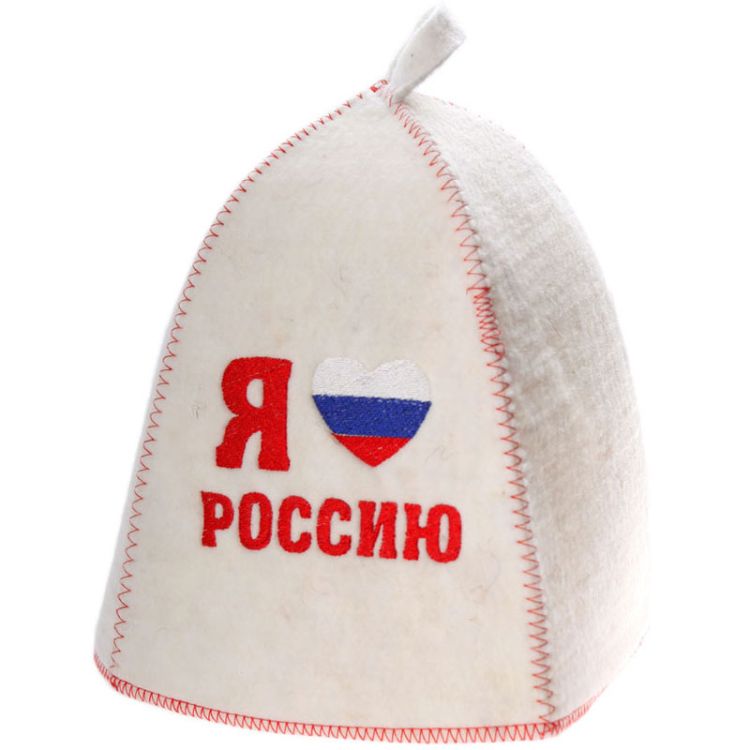 Шапка банная с вышивкой Я люблю Россию (Б40316)