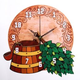 Часы настенные интерьерные  "Ведро и веник",  22 х 23см