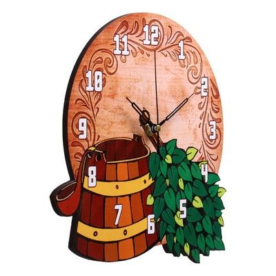Часы настенные интерьерные  "Ведро и веник",  22 х 23см