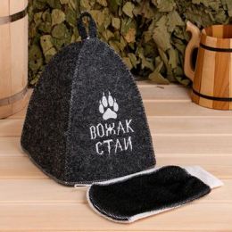 Набор для бани шапка с мочалкой "Вожак бани"