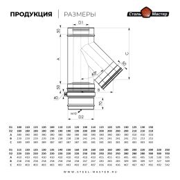 Сэндвич-тройник 45° (нерж 1 мм / оц)