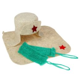 Набор банный "Ушанка" (шапка, коврик, мочалка), микс