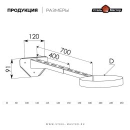 Стеновой телескопический кронштейн