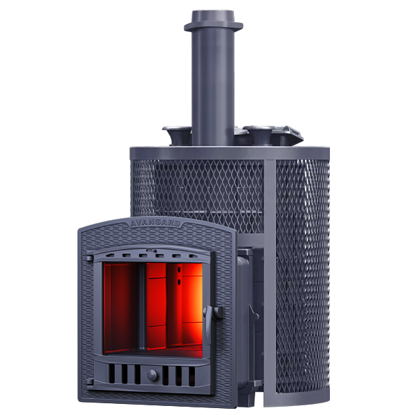 Печь для бани Авангард ЗКН 35 (П2) Ураган в круглой сетке