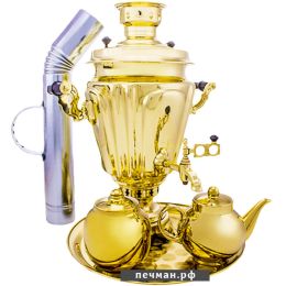 Самовар жаровой на дровах 5 л «Рюмка с гранями» в наборе «Подарочный»