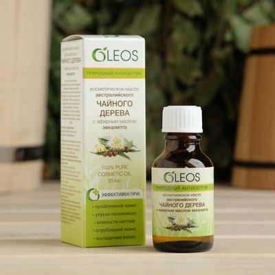Косметическое масло "Чайное дерево" с маслом эвкалипта, природный антисептик 30 мл Oleos