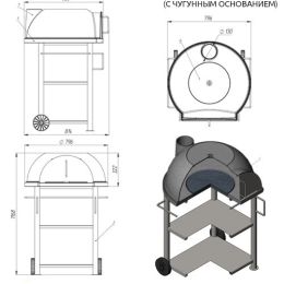 Садовая чугунная печь LEGENDA GARDEN (с чугунным основанием) на подставке