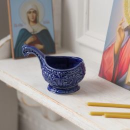 Корец церковный "Крест", синий, керамика