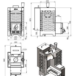 Печь для бани ASTON 16 INOX "АКВА"