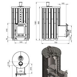 Печь для бани Эверест "Steam Master 24 INOX" Ламель Талькохлорит, S-20