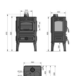 Печь-камин Везувий LV-12РS "Антрацит"