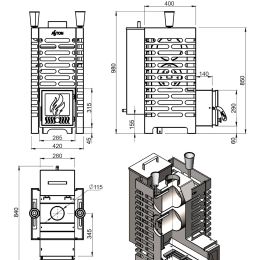 Печь для бани ASTON 20 INOX "АКВА"