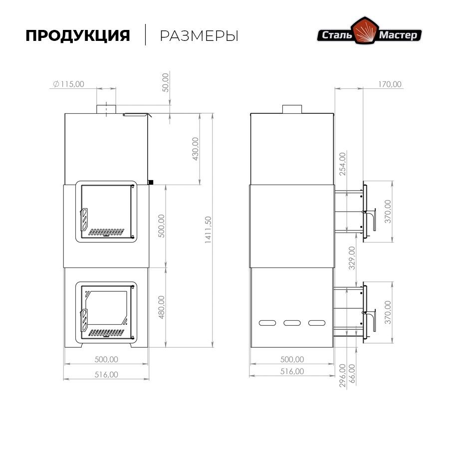 Печь банная ПароМан 6 ЗК 30, бак 100, дверца со стеклом
