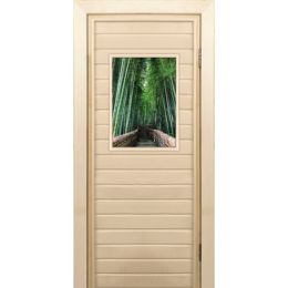 Дверь для бани и сауны "Дорога в лесу", 170х70см