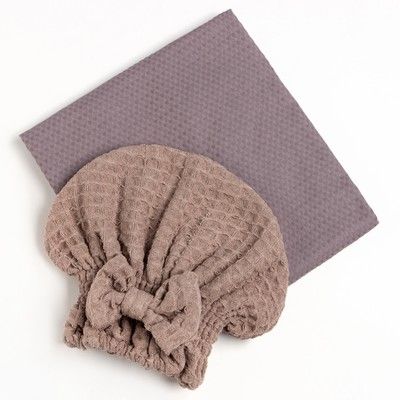 Набор для сауны Экономь и Я: полотенце-парео+шапочка, цв.серый, вафля, 100%хл, 200 г/м2
