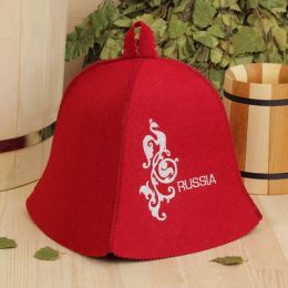Шапка для бани "Russia" красная