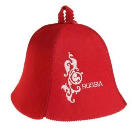Шапка для бани "Russia" красная