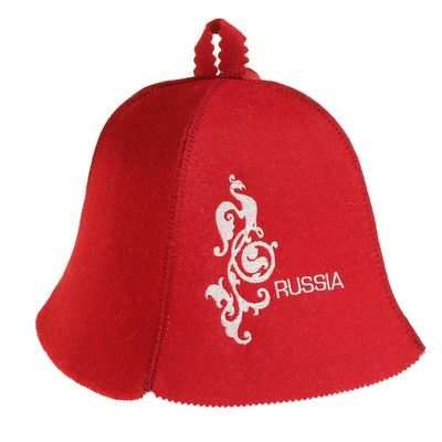Шапка для бани "Russia" красная